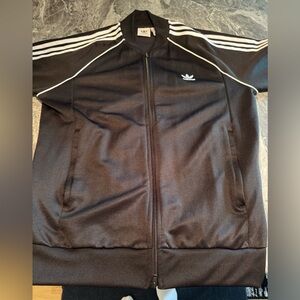 NWOT adidas Black Track Jacket with White Stripes